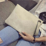 realaiot  Oversized Clutch Bag, Women's PU Leather Briefcase, Solid Color Square Handbag With Wristlet