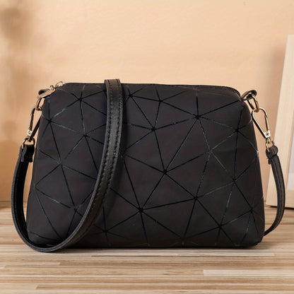 realaiot  Mini Geometric Pattern Crossbody Bag, PU Leather Textured Bag, Classic Fashion Versatile Shoulder Bag