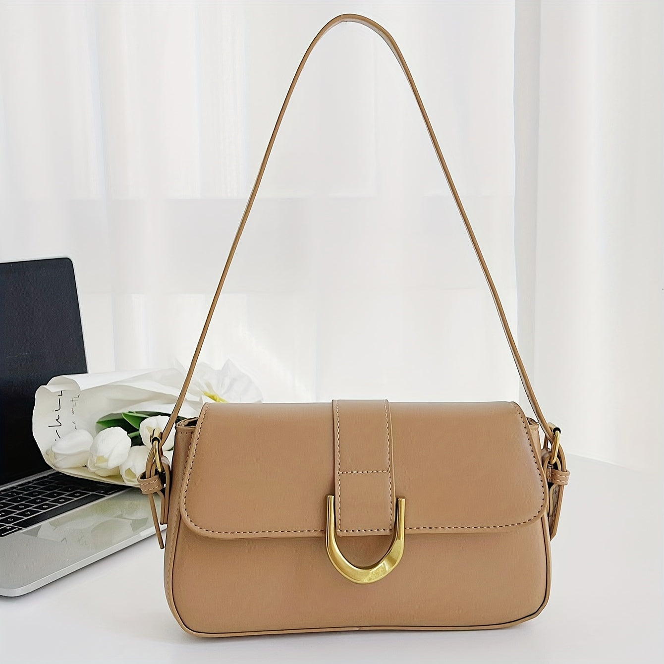 Trendy Flap Zipper Shoulder Bag, Simple Solid Color Underarm Bag, Perfect All-match Commuter Bag For Everyday Use