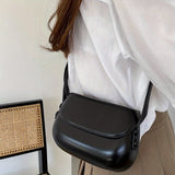 realaiot  Mini Solid Color Saddle Bag, All-Match Crossbody Bag, Women's Textured Shoulder Purse