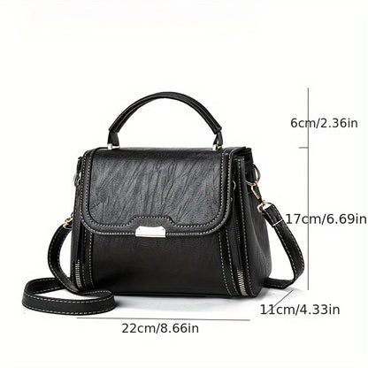 realaiot  Crocodile Pattern Handbag, Trendy Glossy Crossbody Bag, Women's Top Handle Satchel Purse