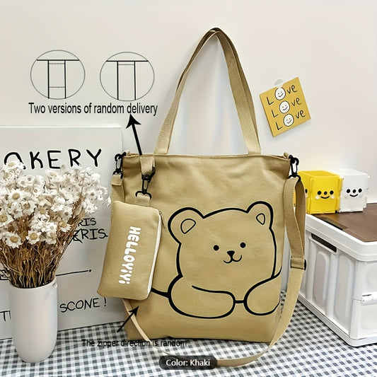 Kawaii Cute Shoulder Bag, Cartoon Large Capacity Crossbody Bag, Handbag & Tote Bag For Women School