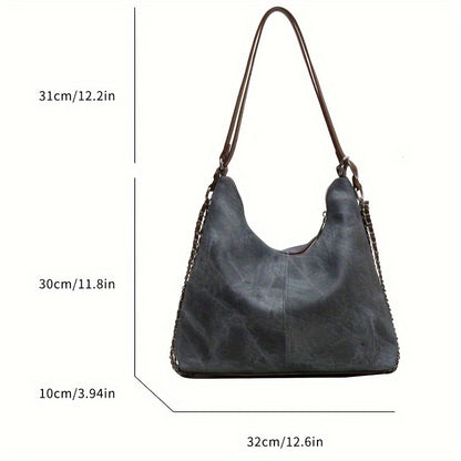 Stylish Denim Shoulder Bag, Multifunctional Chain Backpack, Vintage Hobo Crossbody Bag For Women