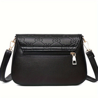 realaiot  Fashion Embossed Crossbody Bag, Trendy Flap Shoulder Bag, Women's Casual Handbag & Purse