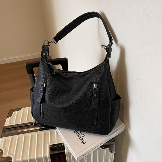 Vintage Shoulder Bag For Women, Stylish PU Leather Tote Bag, Large Capacity Hobo Crossbody Bag