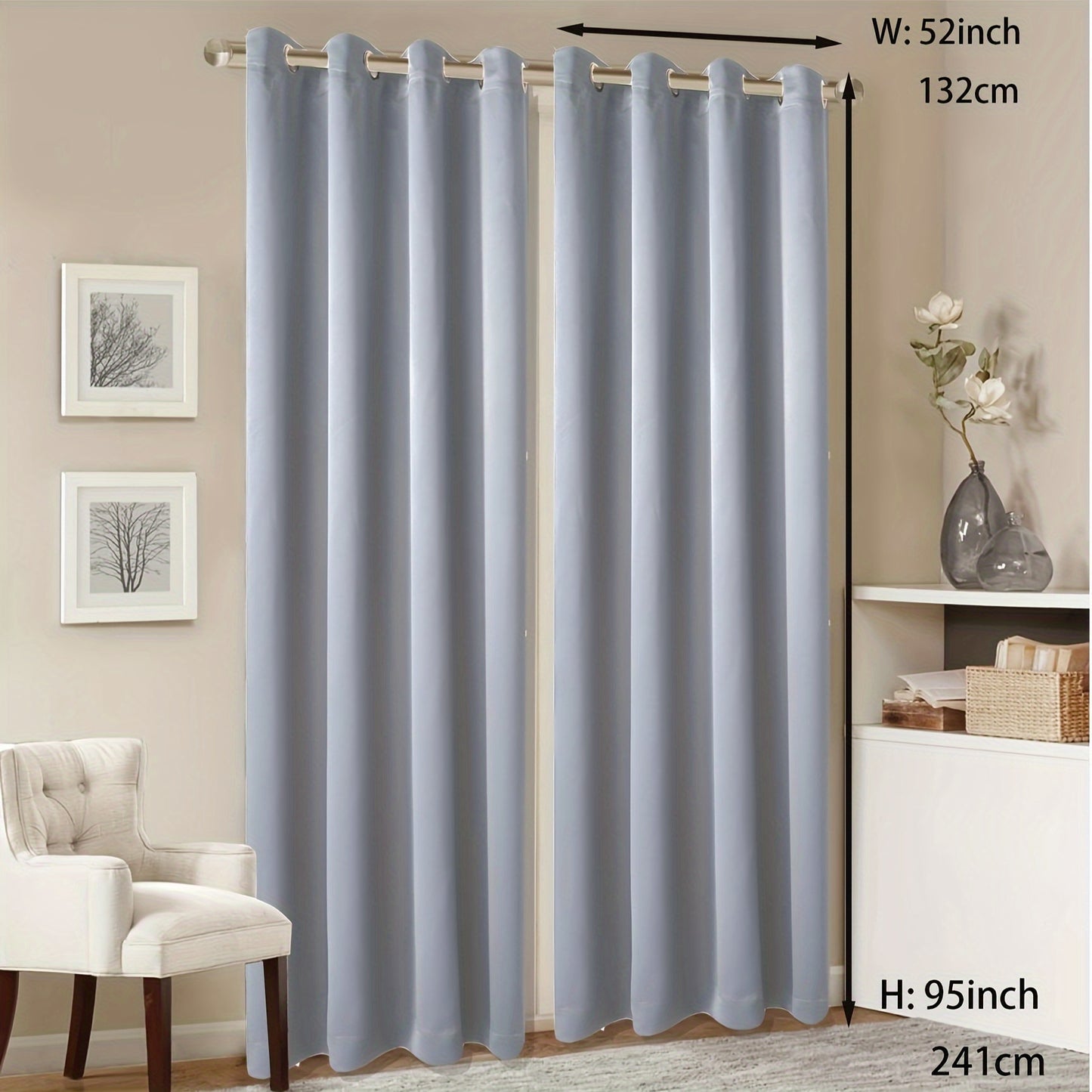 1 Panel Grommet Top Blackout Curtain Thermal Insulated Noise Reducing And Light Blocking Room Darkening Curtain For Living Room Bedroom Office Home Decor