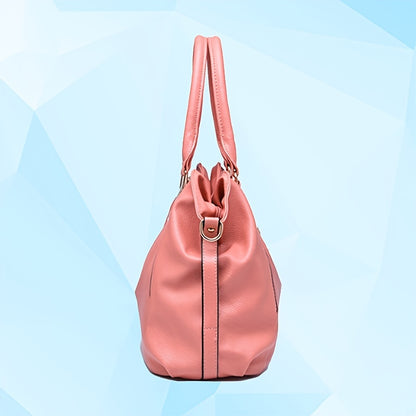 Soft Faux Leather Pink Tote Handbag, Women's Large Capacity Shoulder Hobo Purse With Removable Strap