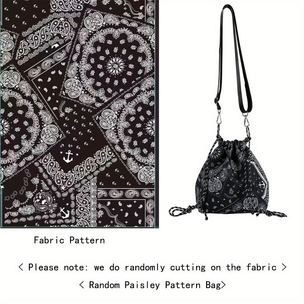 realaiot  Vintage Paisley Pattern Drawstring Backpack, Classic Storage Rucksack, Multifunctional Sports Bag