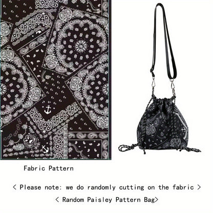 realaiot  Vintage Paisley Pattern Drawstring Backpack, Classic Storage Rucksack, Multifunctional Sports Bag