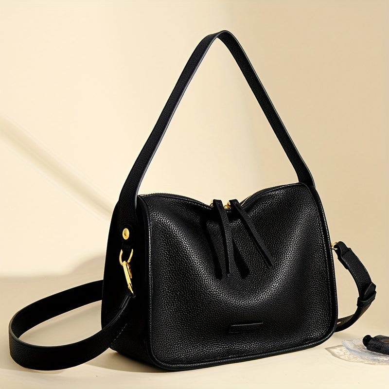 realaiot  Trendy All-match Zipper Shoulder Bag, Simple Solid Color Crossbody Bag, Perfect Casual Underarm Bag For Daily Use