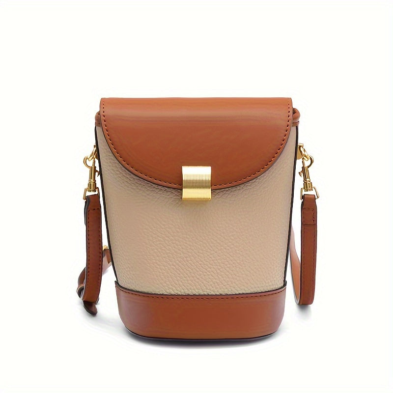 2024 New Mini Colorblock Bucket Bag, Simple Fashionable Shoulder Bag, Leisure Handbag For Women