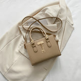 realaiot  Mini PU Leather Handbag, Trendy Solid Color Crossbody Bag, Women's Stylish Tote Bag & Square Purse