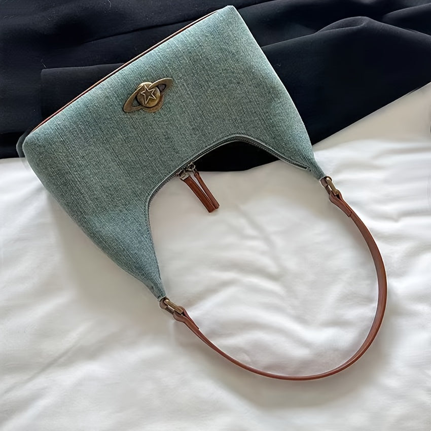 realaiot  Vintage Crescent Shoulder Bag, Retro Underarm Hobo Bag, Women's Fashion Handbag & Purse