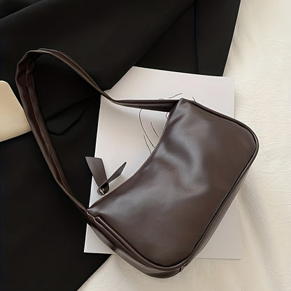 realaiot  Stylish PU Leather Shoulder Bag, Simple Solid Color Underarm Bag, Perfect Armpit Bag For Daily Use