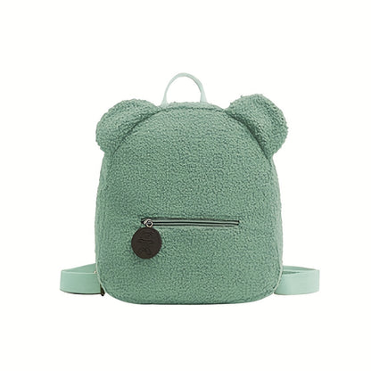 realaiot Fashion Cute Fuzzy Backpack, Kawaii Cartoon Bear Design Backpack For School And Travel (11.02*10.63*5.12) Inch