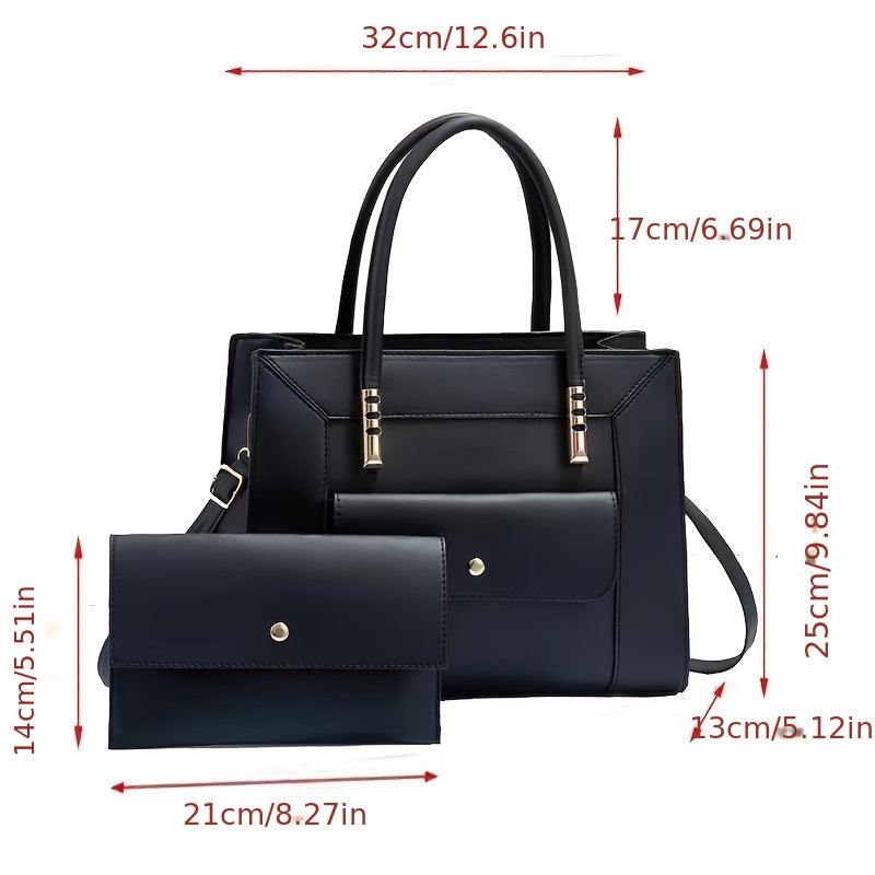 2pcs/set Fashion Top Handle Satchel, Trendy Crossbody Tote Bag, Women's Casual Handbag, Shoulder Bag & Clutch Purse