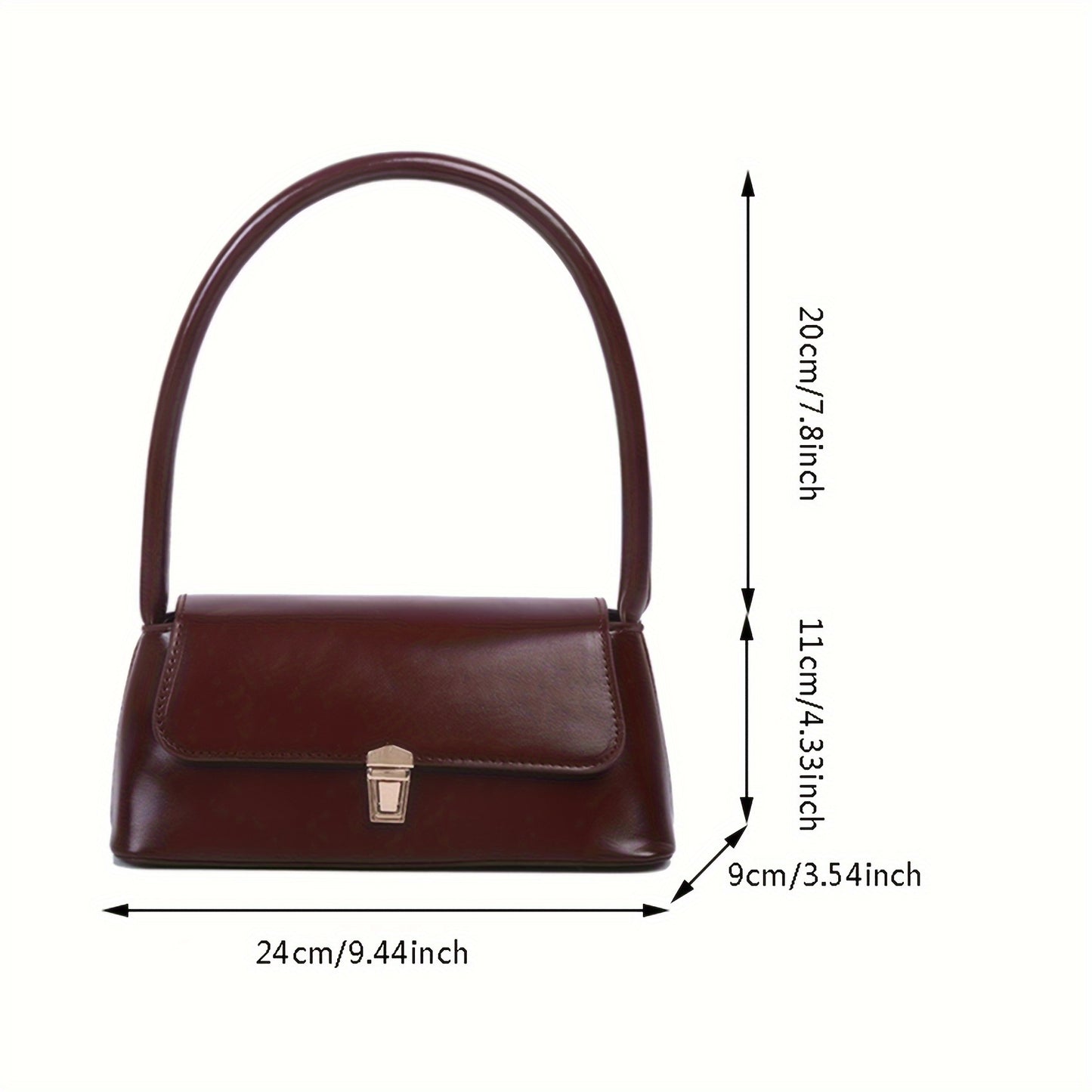 realaiot  Trendy All-match Flap Shoulder Bag, Simple Solid Color Baguette Bag, Perfect Casual Underarm Bag For Daily Use