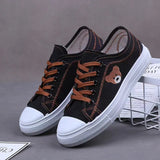 Canvas Shoes Soft Sole Casual Women Shoes Bear Embroider Breathable Shoe