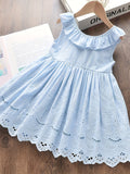 100% Cotton Girls Sleeveless Ruffle Bow Dress - Soft & Adorable for Summer Parties, Perfect Gift Idea