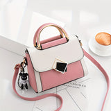 realaiot  Color Contrast Crossbody Bag, Fashion PU Leather Handbag, Women's Top Handle Flap Purse
