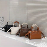 realaiot  Fashion Thread Woven Handbag, Niche Design Crossbody Bag, Women's Mini Top Handle Square Purse
