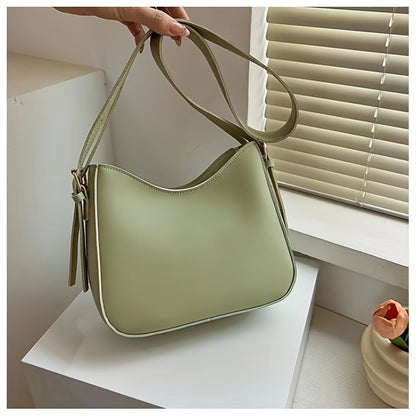 realaiot Trendy All-match Zipper Crossbody Bag, Simple Solid Color Bucket Bag, Perfect Casual Shoulder Bag For Daily Use