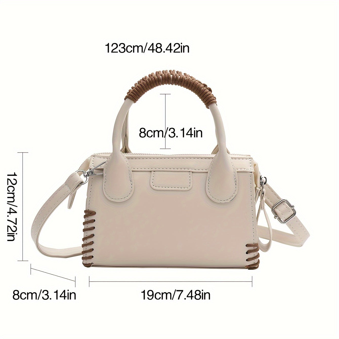 realaiot Mini Square Handbag For Women, Woven Detail Crossbody Bag, Trendy Top Handle Zipper Purse