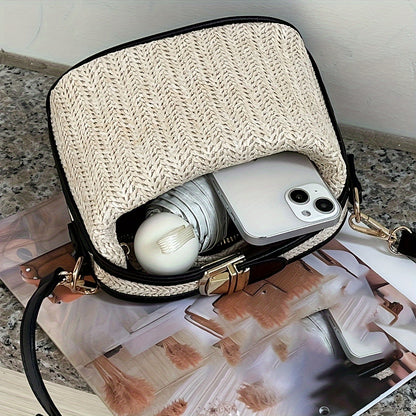 Stylish Straw Design Shoulder Bag, All-Match Satchel Bag, Casual Bag For Travel, Crossbody Bag