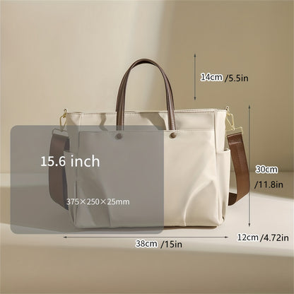 realaiot Large Capacity Nylon Tote Bag, Simple Crossbody Bag, Women's Casual Handbag & Laptop Bag