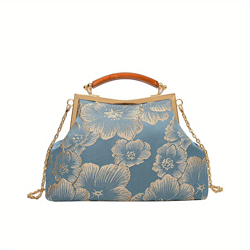 realaiot  Elegant Cheongsam Style Crossbody Bag, Shoulder Bag With Floral Print, Perfect Satchel For Every Occasion