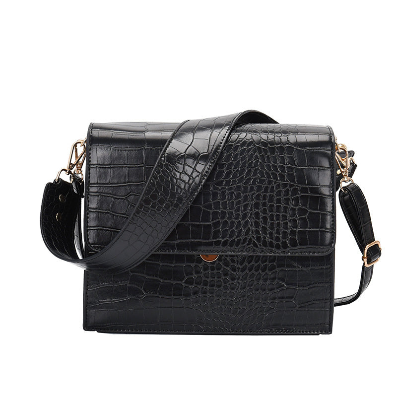 realaiot  Crocodile Pattern Shoulder Bag, Small Square Crossbody Bag, Fashion Flap Purse For Women