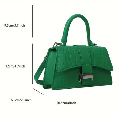 realaiot  Trendy Crocodile Pattern Crossbody Bag, Solid Color Flap Handbag, Perfect Casual Shoulder Bag For Daily Use