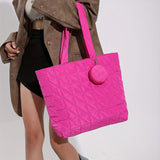 Women Puffer Quilted Tote Bag, Fashion Nylon Shoulder Bag, Soft Padded Handbag For Work School Shopping
