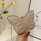 realaiot  Glitter Butterfly Shaped Crossbody Bag, Shiny Chain Shoulder Bag, Kawaii Y2K Purse For Women