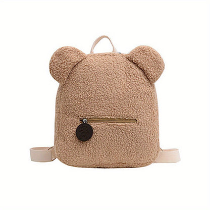 realaiot  Fashion Cute Fuzzy Backpack, Kawaii Cartoon Bear Design Backpack For School And Travel (11.02*10.63*5.12) Inch