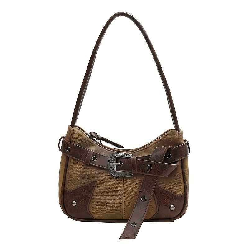 Vintage Shoulder Bag For Women, Y2K Rivet Underarm Bag, Cowgirls Street Wear Handbag & Purse