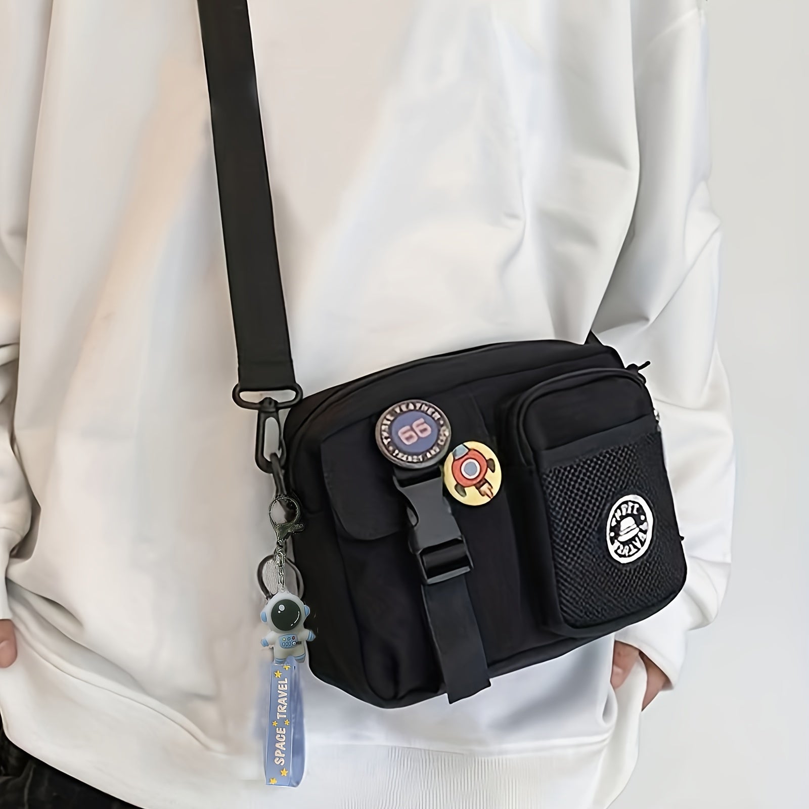 Solid Color Casual Shoulder Bag, Adjustable Strap Zipper Satchel Bag, Simple Design Canvas Crossbody Bag