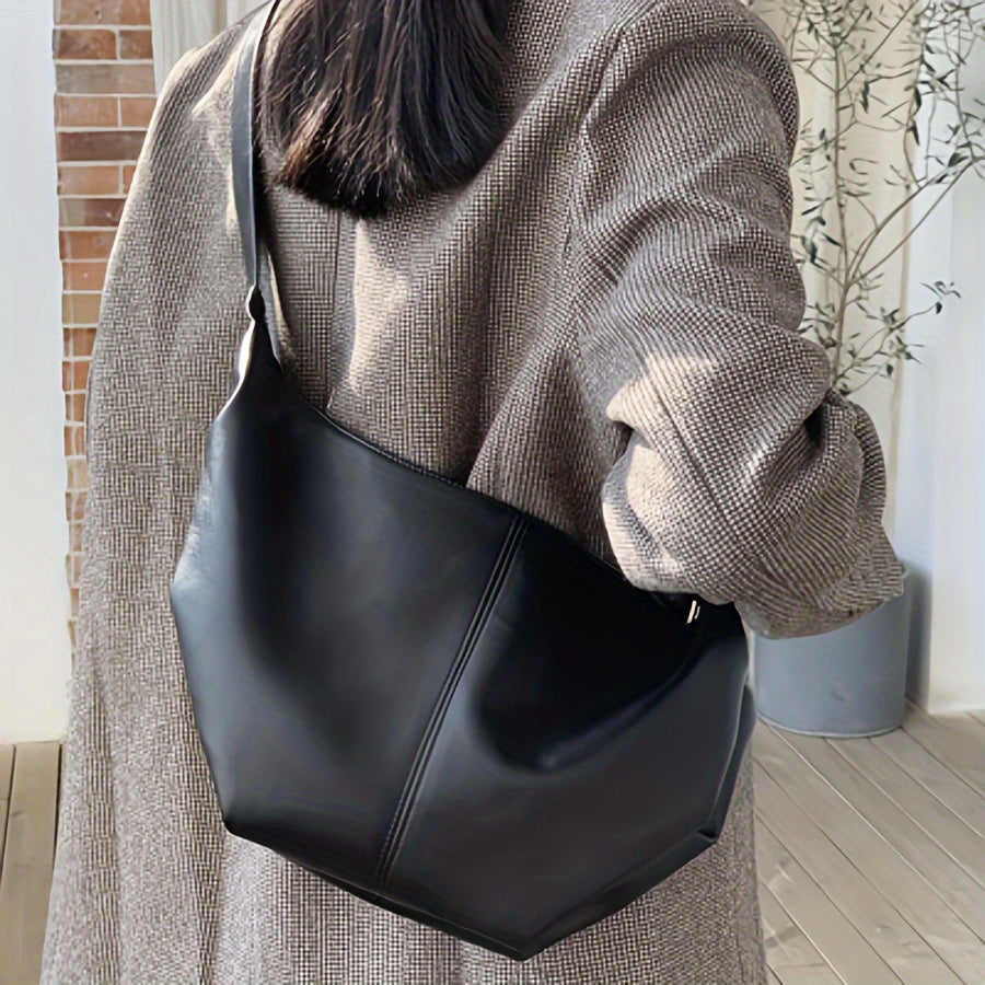 Soft Leather PU Crossbody Bag, Large Capacity Dumpling Bag, Trendy Solid Color Shoulder Bag