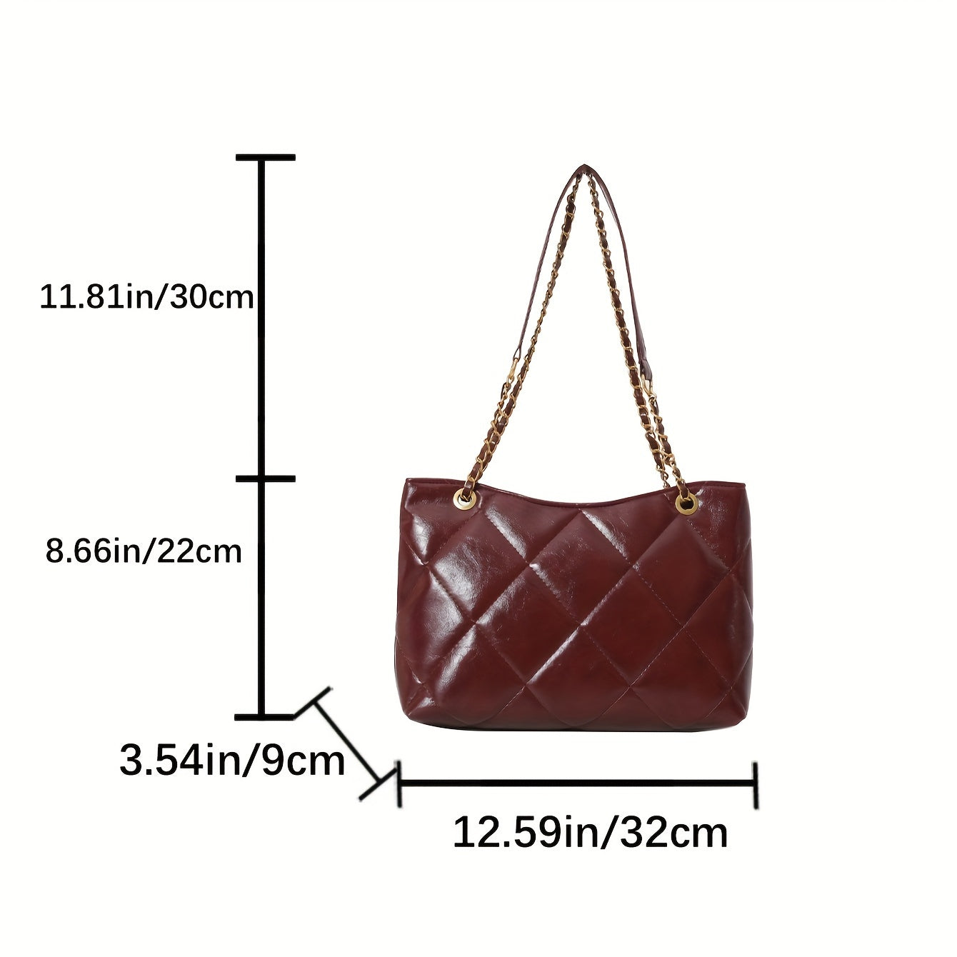 realaiot Fashion Quilted Tote Bag, Trendy PU Leather Shoulder Bag, Women's Casual Handbag For Commute Work