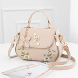 realaiot  Floral Pattern Zipper Handbag, Trendy Flap Shoulder Bag, Stylish Small Faux Leather Purse