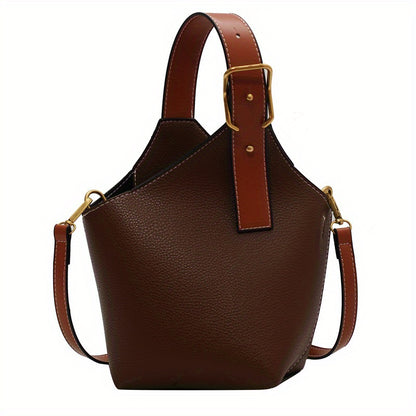 Vintage Bucket Bag For Women, Small Zipper Crossbody Bag, Fashion Faux Leather Handbags