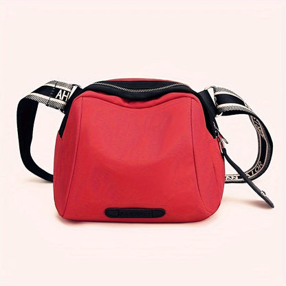 realaiot Letter Detail Crossbody Bag, Fashion Nylon Purse, Casual Shoulder Bag With Zipper Pocket