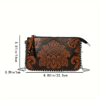 realaiot Mini Ethnic Embossed Crossbody Bag, Vintage Shoulder Bag, Women's Retro Handbag & Purse