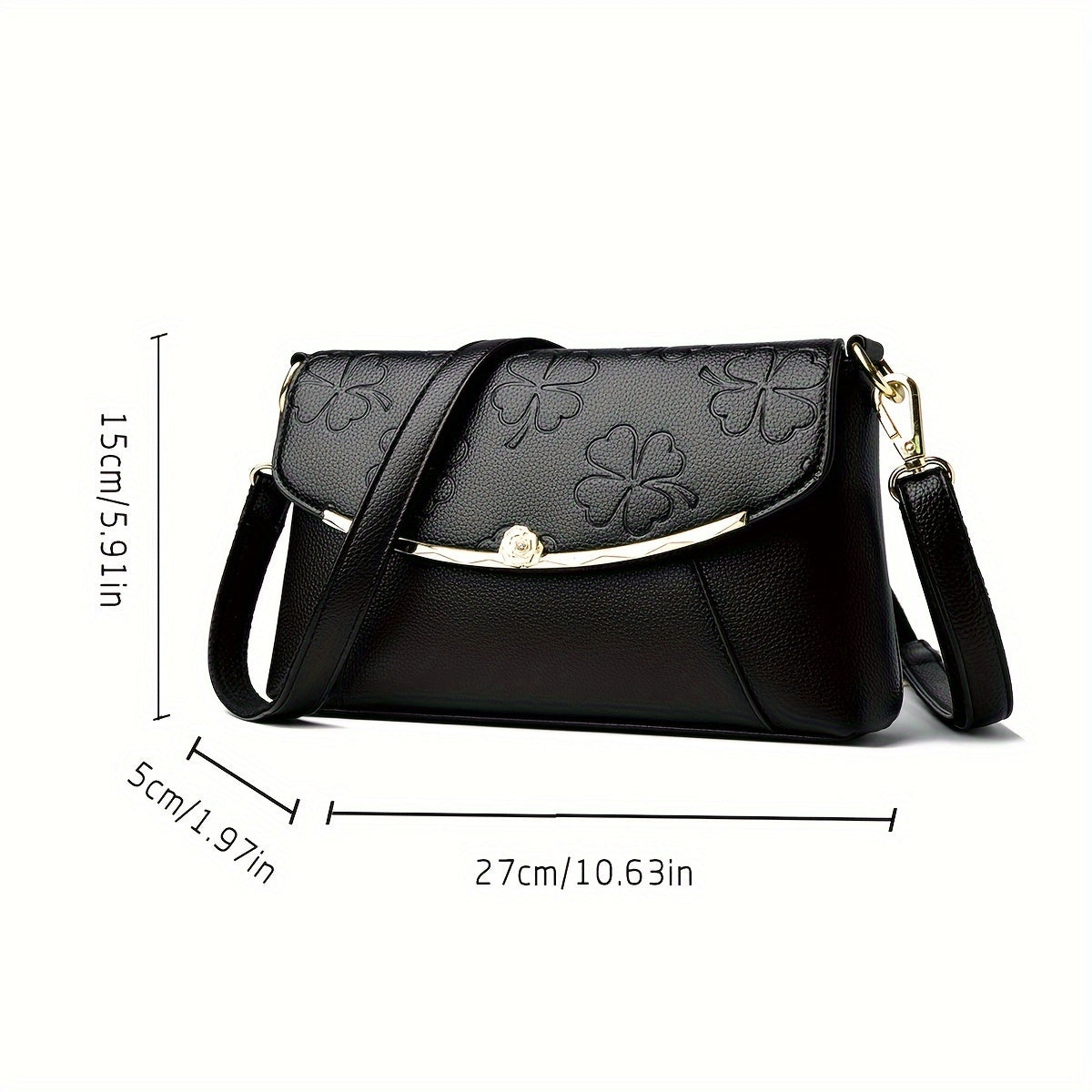 realaiot Fashion Embossed Crossbody Bag, Trendy Flap Shoulder Bag, Women's Casual Handbag & Purse