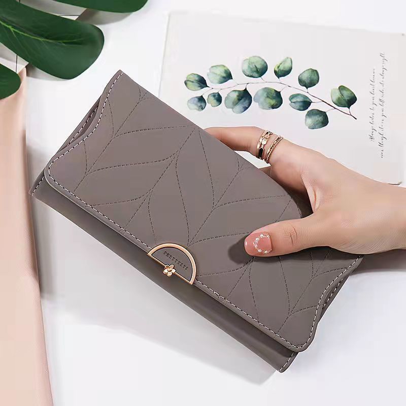 realaiot Simple Solid Color Long Wallet, Casual All-Match Card Coin Purse, Portable Clutch Bag