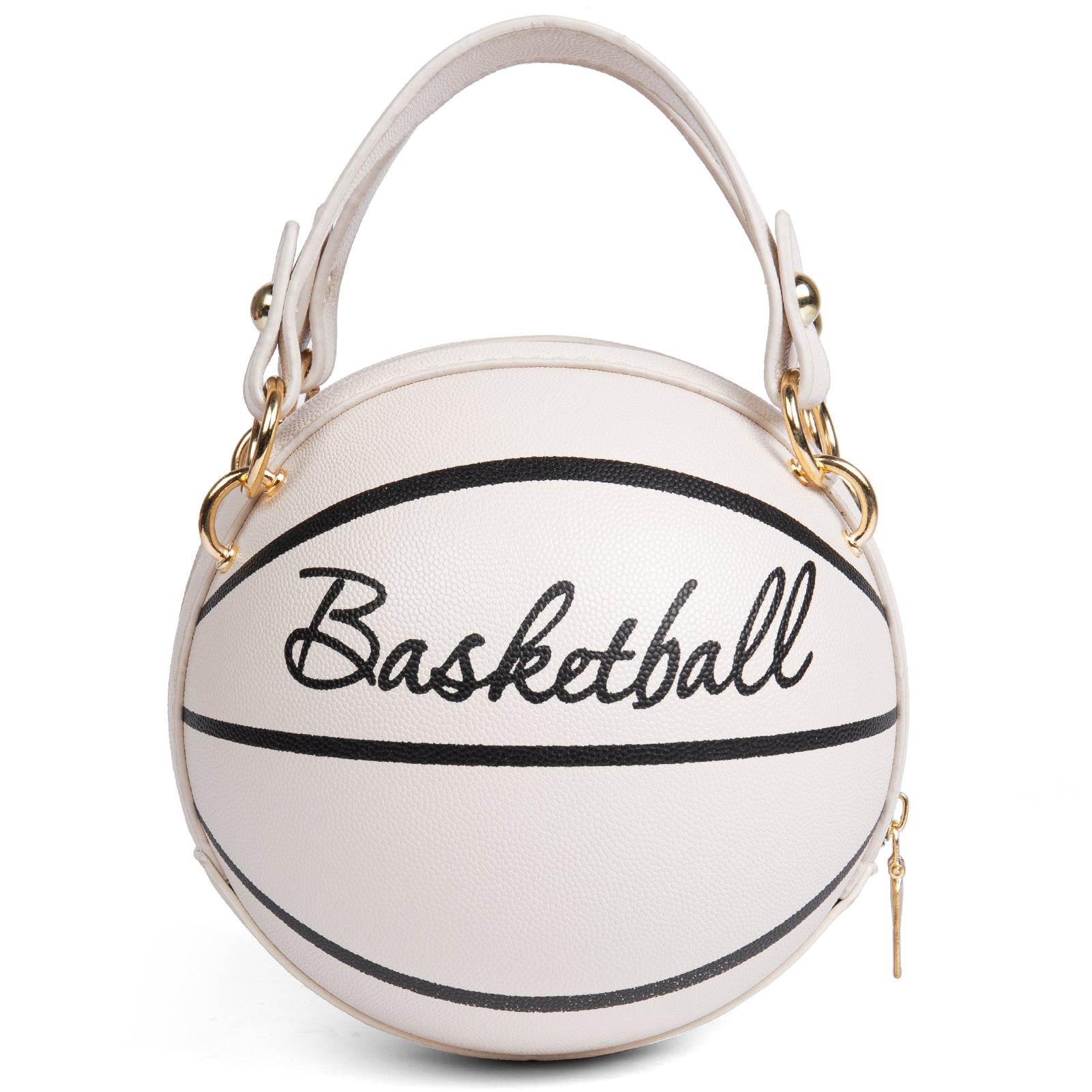 Basketball Shaped Crossbody Bag, Trendy Y2K Chain Shoulder Bag, PU Leather Top Handle Circle Purse