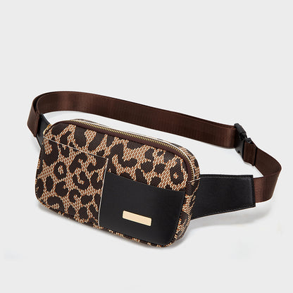 realaiot  Leopard Pattern Chest Bag, Zipper Fanny Pack, Waist Bag Phone Bag For Outdoor Sports