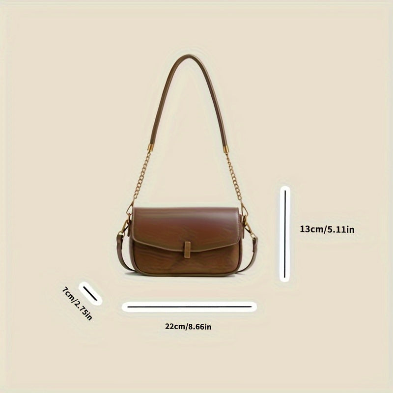 Simple Underarm Bag, Solid Color Versatile Large Capacity Chain Shoulder Bag, Women's Outdoor Commuter Crossbody Bag