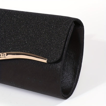 realaiot  Elegant Flap Evening Bag, Solid Color Chain Dinner Bag, Perfect Clutch For Prom, Wedding And Banquet