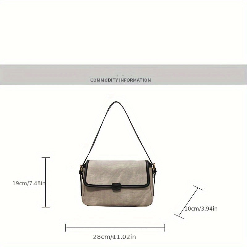 realaiot  Women's Vintage Flap Square Bag, Minimalist Waterproof Shoulder Bag, Elegant & Versatile Shoulder Bag With Adjustable Strap